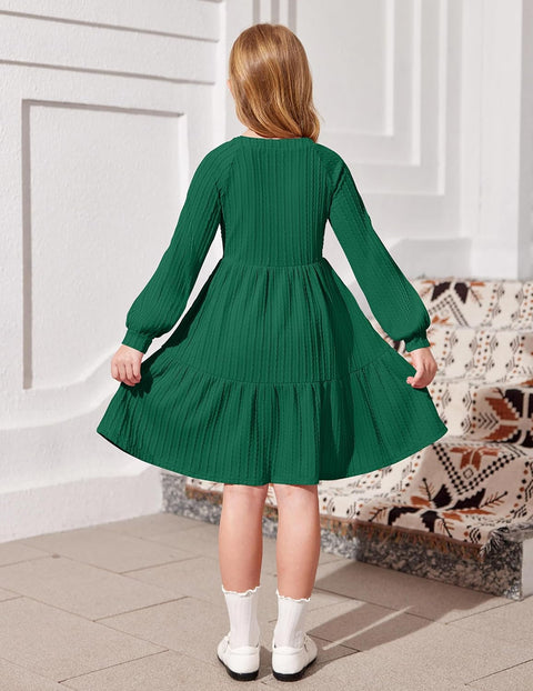 Arshiner Girls Dresses Lantern Long Sleeve Casual Dress