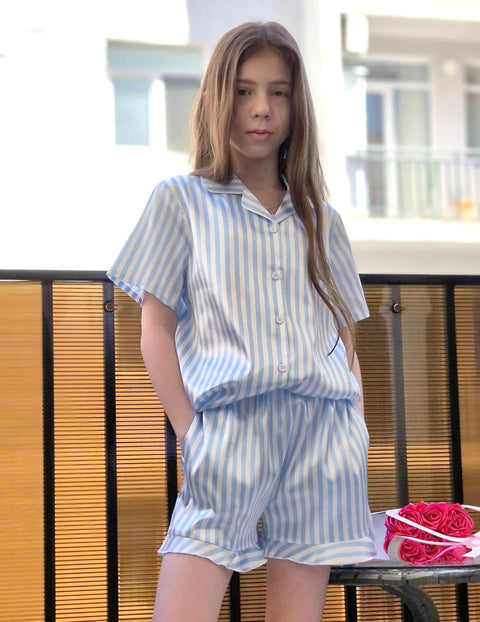 Arshiner Girls Pajamas Silk Satin Pajama Set