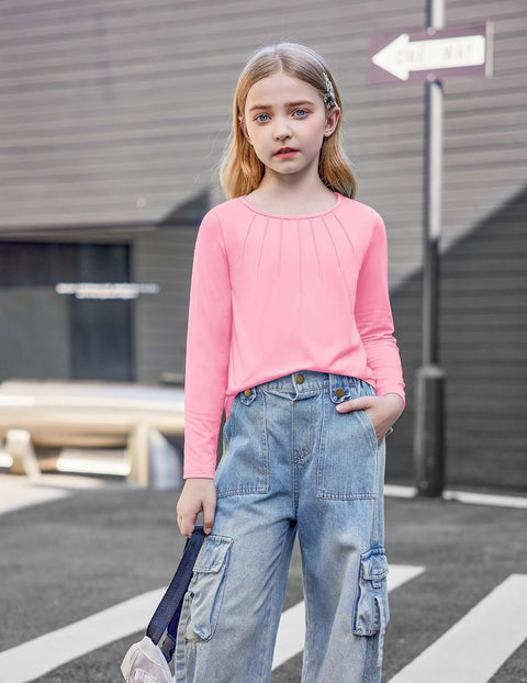 Arshiner Girls Pleated Long Sleeve Shirts