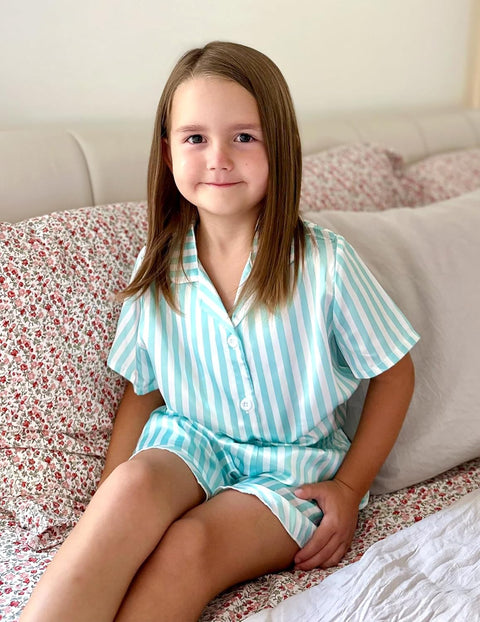 Arshiner Girls Pajamas Silk Satin Pajama Set