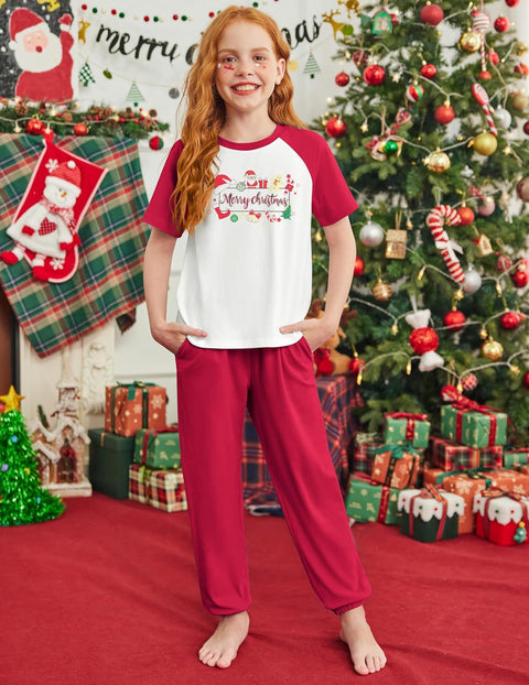 Arshiner Girls 2 Piece Outfits Short Sleeve Tops and Jogger Set