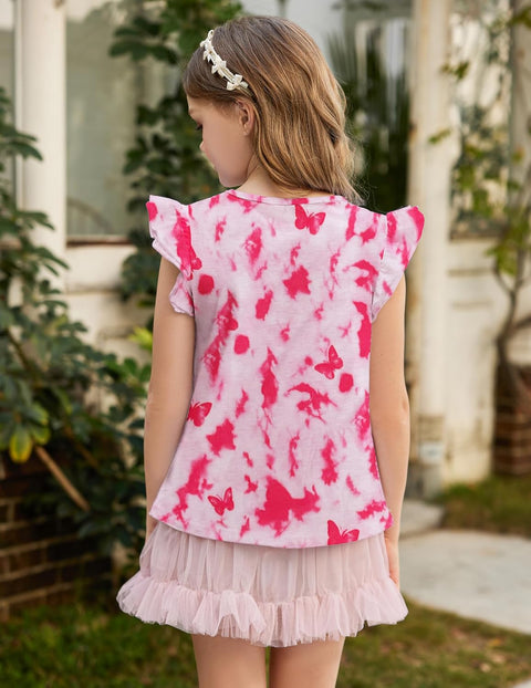 Arshiner Girls Shirts Ruffle Short Sleeve Cute Casual Tops Blouse Tee