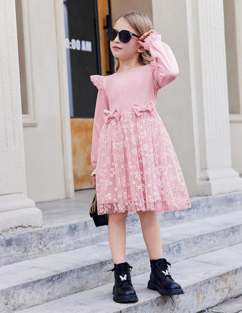 Arshiner Girls Tulle Dresses with Bow Tie Party Dress