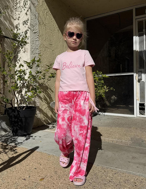 Arshiner Girls Sets Ruched Drawstring Tops and Wide Leg Pants