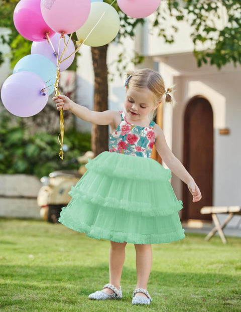 Arshiner Toddler Girls Tulle Dress Tiered Ruffle Fluffy Tutu Dresses 2-8 Years