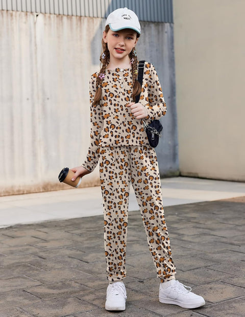 Arshiner Girls Clothes Crew Neck Long Sleeve Tops and Pants Set