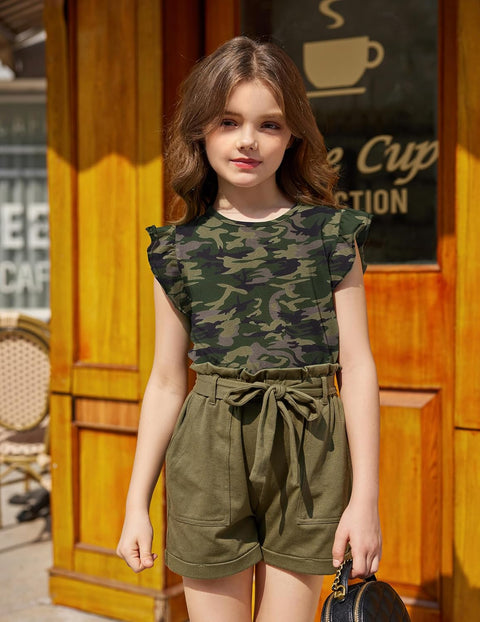 Arshiner Girls Shirts Ruffle Short Sleeve Cute Casual Tops Blouse Tee