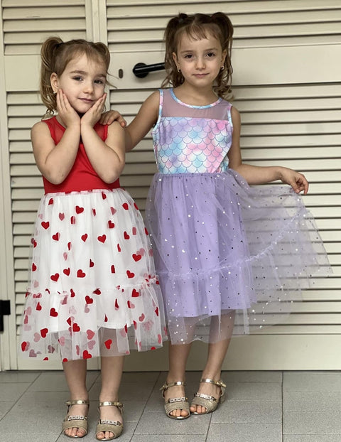 [2T-7Y] Arshiner Toddler Sleeveless Formal Dress Fancy Cute Tulle Glitter Dresses
