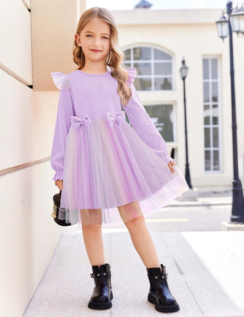 Arshiner Girls Tulle Dresses with Bow Tie Party Dress