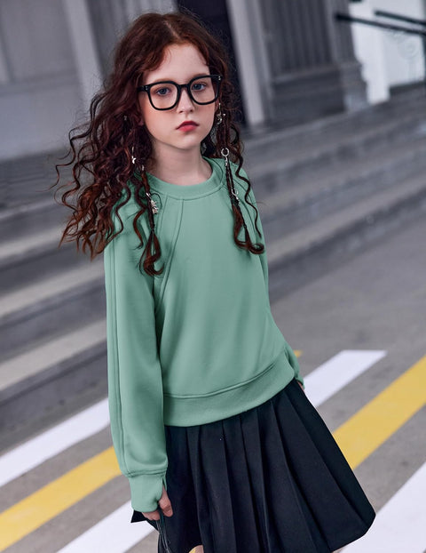 Arshiner Girls Sweatshirt Crop Tops Cropped Ribbed Shirts