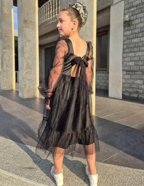 Arshiner Girls Tie Back Dress Puff Formal Party Tulle Dresses