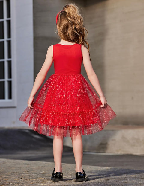 [2T-7Y] Arshiner Toddler Sleeveless Formal Dress Fancy Cute Tulle Glitter Dresses
