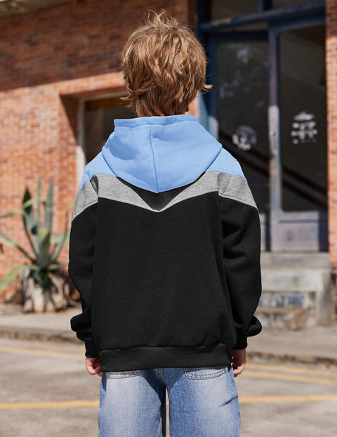 Arshiner Boy's Color Block Pullover Fleece Hoodie Sweatshirt