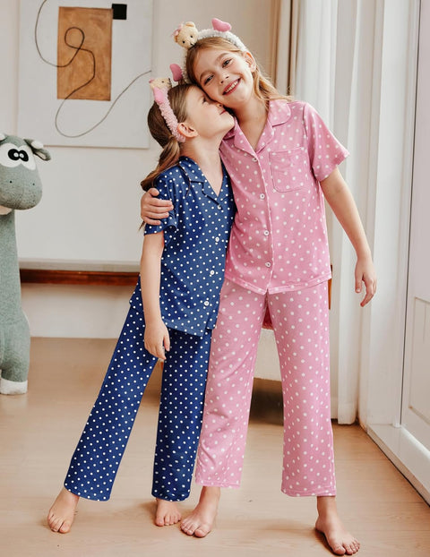 Arshiner Pajamas for Girls Short Sleeve Long Pants Outfit 2 Piece  Pjs Sets