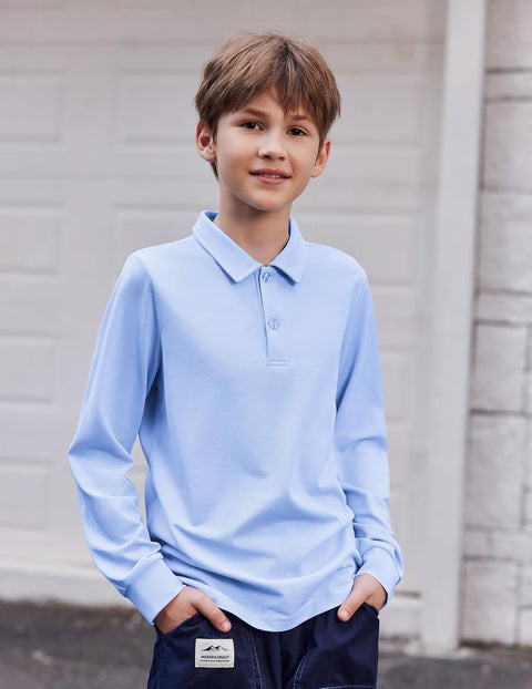 Arshiner Boys Long Sleeve Polo Shirt Uniform Shirt