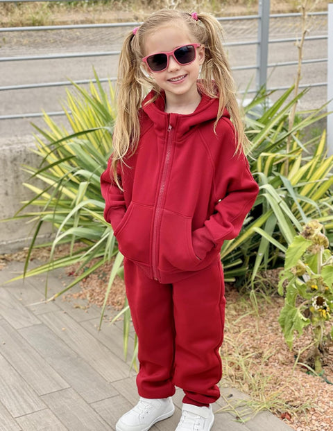 Arshiner Girls 2 Piece Outfit Drop Shoulder Zip Up Hoodies Set