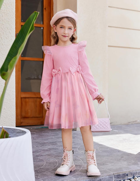 Arshiner Girls Tulle Dresses with Bow Tie Party Dress