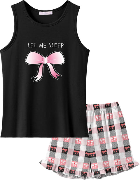 Arshiner Girls Pajamas Ruffle Sleepwear Tank Top and Shorts Set Pjs Outfit