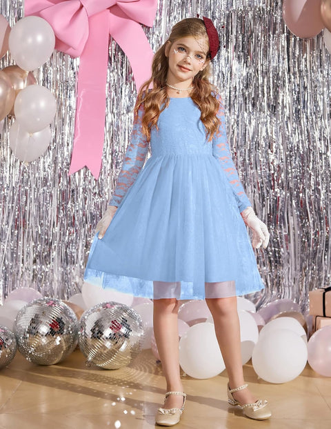 Arshiner Flower Girl Dress V Back Lace Tulle Party Dresses