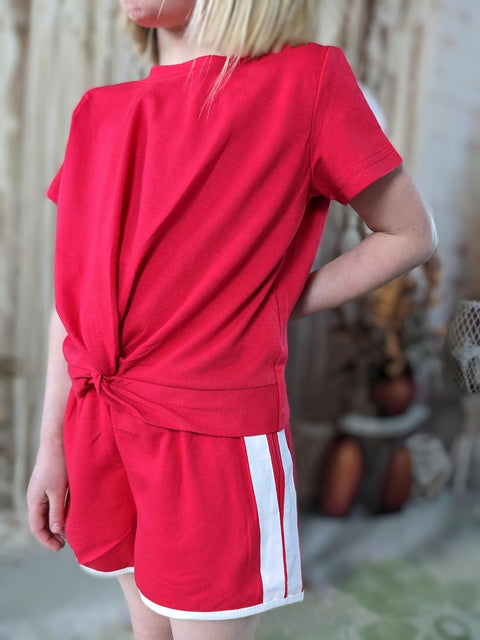 Arshiner Girls Clothing Sets Twist Front Top and Shorts 2 Piece Outfits Activewear Tracksuit 5-14 Year