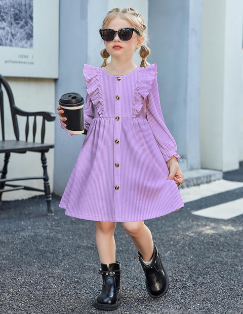 Arshiner Toddler Sweater Dress Ruffle Ribbed Knit Dresses