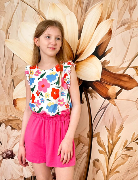 Arshiner Girls 2 Piece Sets Ruffle Trimmed Tank Top and High Waist Shorts