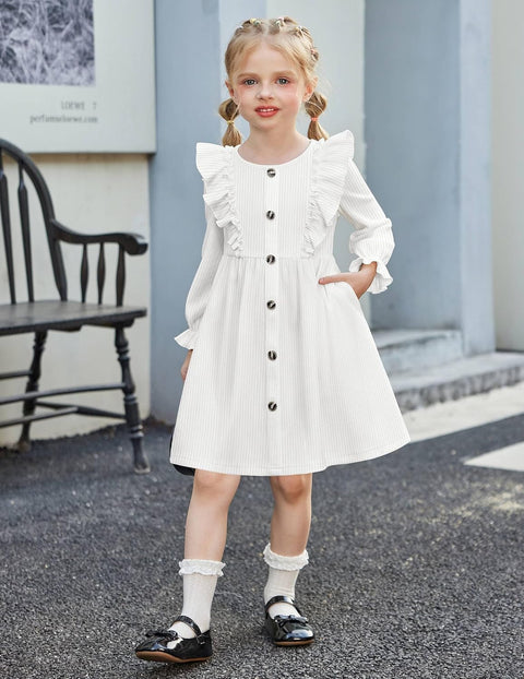 Arshiner Toddler Sweater Dress Ruffle Ribbed Knit Dresses