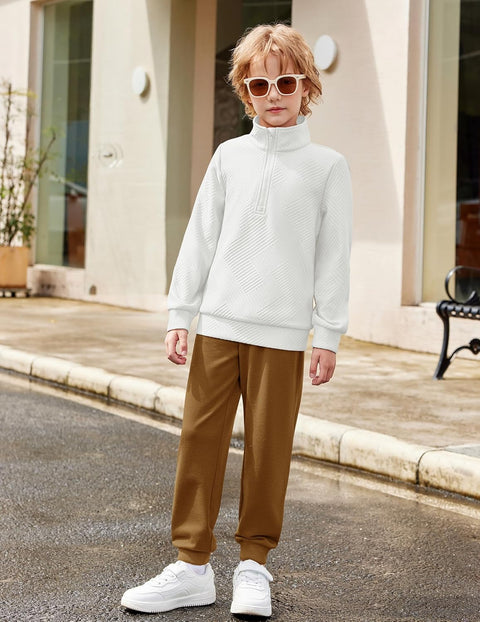 Arshiner Boys Half Zip Sweatshirt and Pants Outfit 2Pcs Set