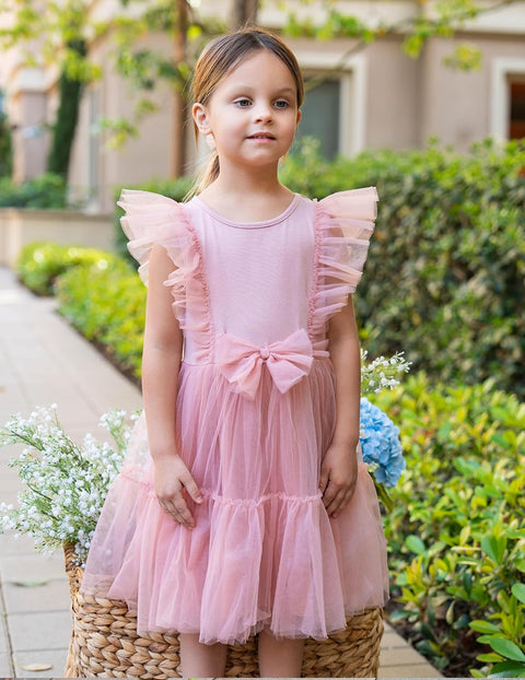 【2-6T】Arshiner Toddler Tutu Dress Girls Tulle Ruffle Bowknot Dresses