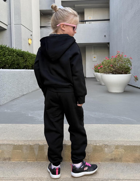 Arshiner Girls 2 Piece Outfit Drop Shoulder Zip Up Hoodies Set