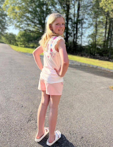 Arshiner Girls 2 Piece Sets Ruffle Trimmed Tank Top and High Waist Shorts