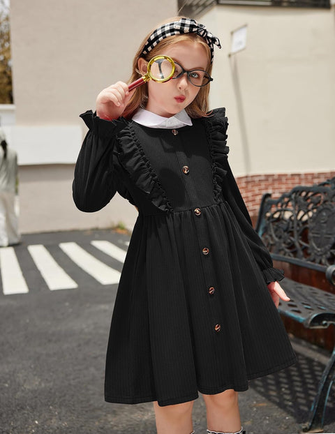 Arshiner Toddler Sweater Dress Ruffle Ribbed Knit Dresses