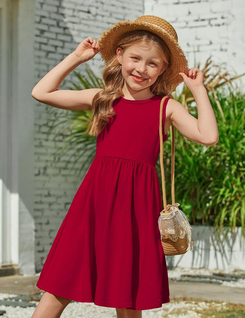 【2-6Y】Arshiner Toddler Girls Dress Back Bowknot Twirly Sundress with Pockets