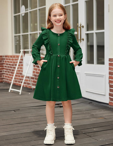 Arshiner Toddler Sweater Dress Ruffle Ribbed Knit Dresses