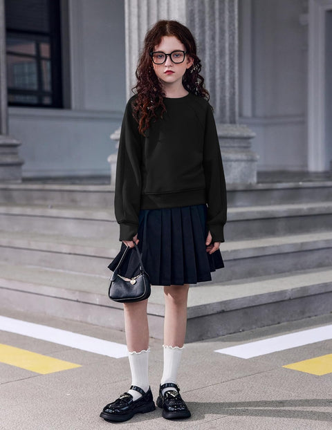 Arshiner Girls Sweatshirt Crop Tops Cropped Ribbed Shirts