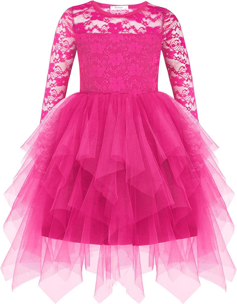 Arshiner Flower Girl Dress Toddler Contrast Lace Tutu Tulle Dresses