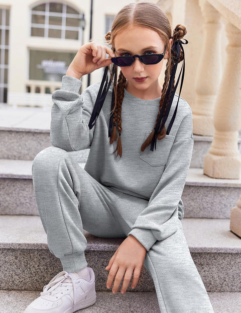 Arshiner Girls 2 Piece Outfits Oversize Sweatshirt and Sweatpant Sets