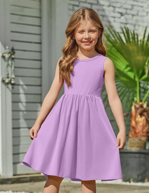 【2-6Y】Arshiner Toddler Girls Dress Back Bowknot Twirly Sundress with Pockets