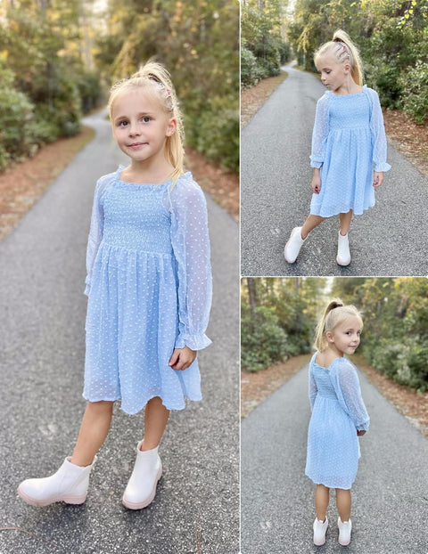 Arshiner Girl Tulle Dress Winter Long Sleeve Teen Girls Party Dresses