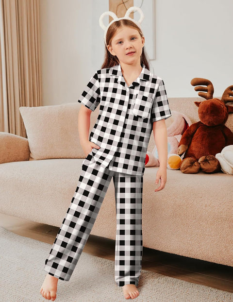 Arshiner Pajamas for Girls Short Sleeve Long Pants Outfit 2 Piece  Pjs Sets