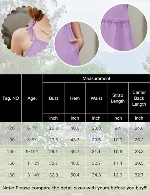 Arshiner Girl Dresses Boho A-Line Swing Flowy Ruffle Tiered Sundress with Pockets