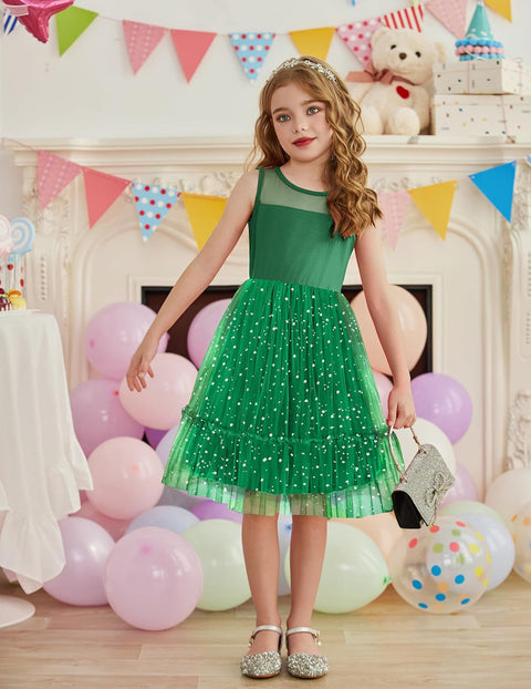 [2T-7Y] Arshiner Toddler Sleeveless Formal Dress Fancy Cute Tulle Glitter Dresses