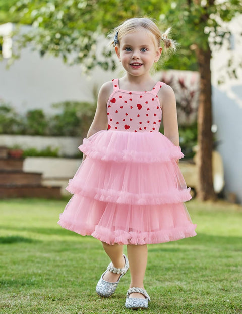 Arshiner Toddler Girls Tulle Dress Tiered Ruffle Fluffy Tutu Dresses 2-8 Years