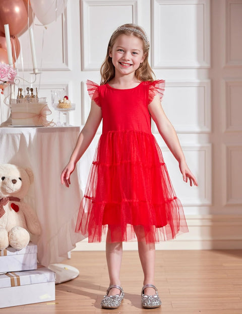 Arshiner Toddler Baby Girl Dress Ruffle Sleeveless Tulle Dresses 2-6