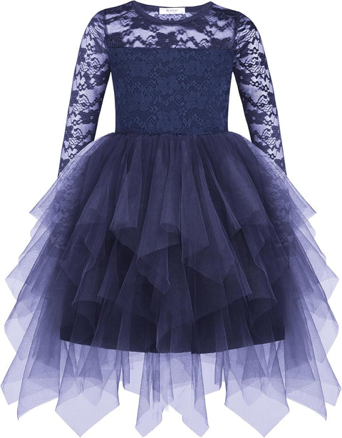 Arshiner Flower Girl Dress Toddler Contrast Lace Tutu Tulle Dresses