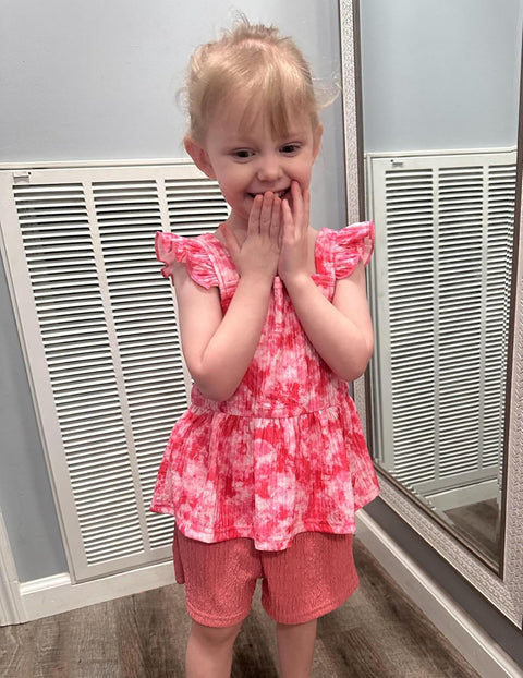 Arshiner Toddler Girl Clothes 2 Piece Summer Outfit Ruffle Sleeveless Top and Shorts Set with Pockets 2-7Y
