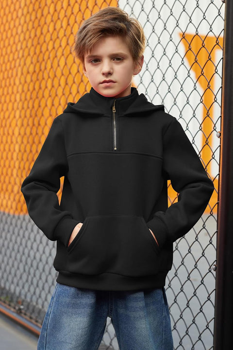 Arshiner Boy's Loose Fit Quarter-Zip Pullover Hoodie Sweatshirt