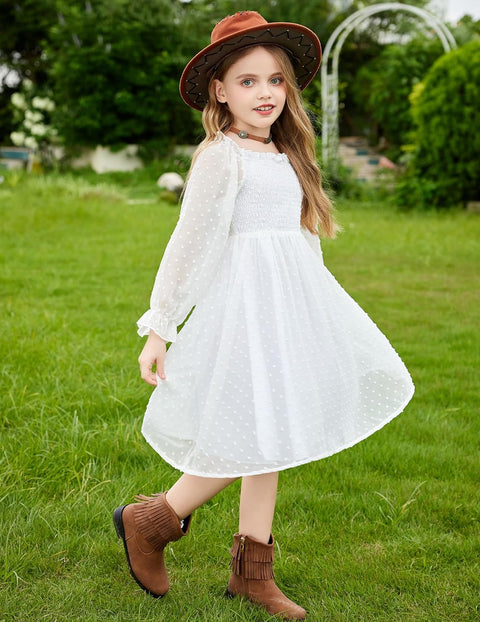 Arshiner Girl Tulle Dress Winter Long Sleeve Teen Girls Party Dresses