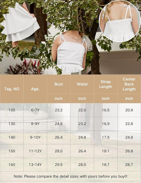 Arshiner Girls Dresses Flowy Tiered Ruched Smocked Back Midi Sundress