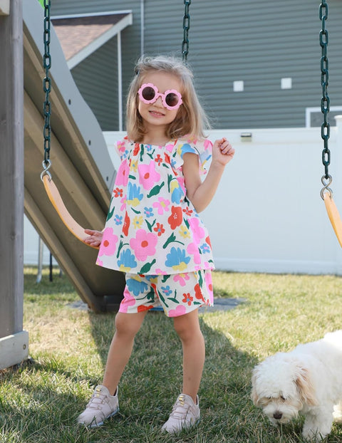 Arshiner Girls Shorts Sets Cap Sleeve Top and Elastic Waist Shorts Outfit